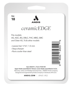 Andis Ceramic Edge Blade System # 10 -Horse Care Supply Store 64315 ceramicedge blade size 10 package back web 18727.1690484801