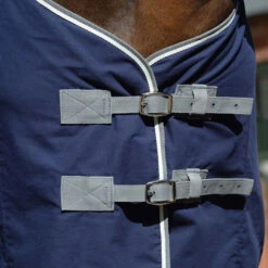 WeatherBeeta Cotton Show Sheet With Surcingles II 11 WeatherBeeta Cotton Show Sheet With Surcingles II -Horse Care Supply Store cotton show sheet dark blue grey white chest straps 1007764005 weatherbeeta 49287.1676323827