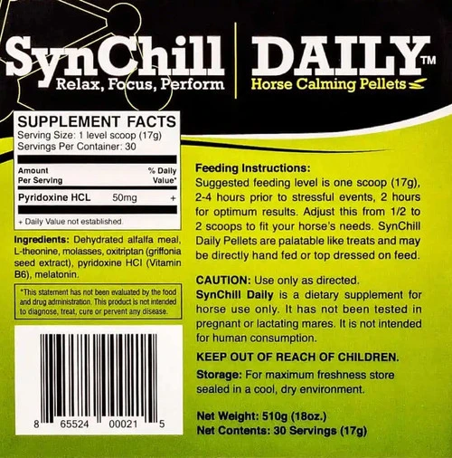 SynChill Daily Horse Calming Pellets 4 SynChill Daily Horse Calming Pellets - Image 2